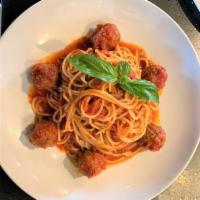 Spaghetti Meatballs · Rina's meatballs and tomato sauce.