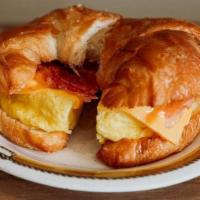 #3. Egg, American and Bacon Sandwich on Butter Croissant · Served on a flaky French pastry. 