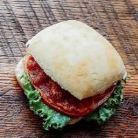 Mini BLT Sandwich · Bacon, lettuce and tomato on a yeast roll with a side of mayo