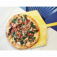Vegetarian Pizza · Mushrooms, cherry, spinach, onions and roasted pepper.