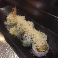 Crunch Roll · tempura shrimp, avocado, JPN mayo, tempura flakes, eel sauce