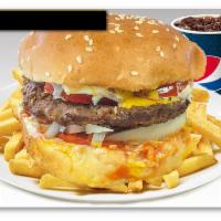 Hamburger Combo · Beef patty, ketchup, mustard.
French fries, and soft drink