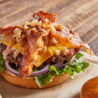 Wicked Boston Burger · Samuel Adams Boston Lager onion relish, American cheese, maple pepper bacon, lettuce, tomato...