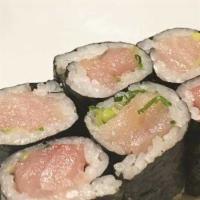 Yellowtail Scallion Roll · Roll cut into 6 pieces,hand  roll one piece with cone shape.