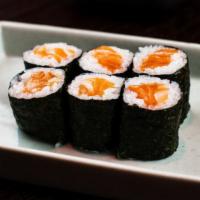Salmon Roll · Roll cut into 6 pieces,hand  roll one piece with cone shape.