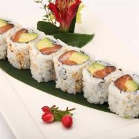 Salmon Avocado Roll · Roll cut into 6 pieces,hand  roll one piece with cone shape.