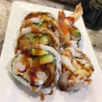 Shrimp Tempura Roll · Roll cut into 5 pieces,hand  roll one piece with cone shape.