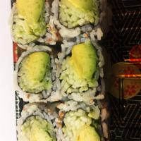 Avocado Cucumber Roll · Roll cut into 6 pieces,hand  roll one piece with cone shape.