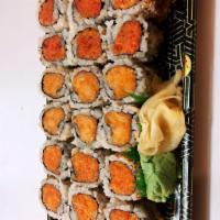 Maki Combo B · Spicy tuna, spicy salmon and spicy white tuna. Served with a side.