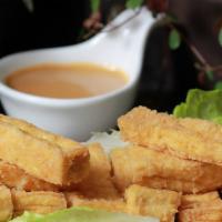 Golden Tofu Nuggets · Deep Fried Crispy Tofu I Peanut Sauce 