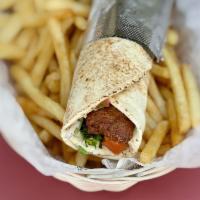 Lula Kabob Wrap · Tomato, parsley, onion and hummus wrapped in pita bread. Served with your choice of fries or...