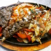 Fajita Combo · Sauteed bell peppers with onions, tomato and served on a hot skillet. Add side salad for an ...