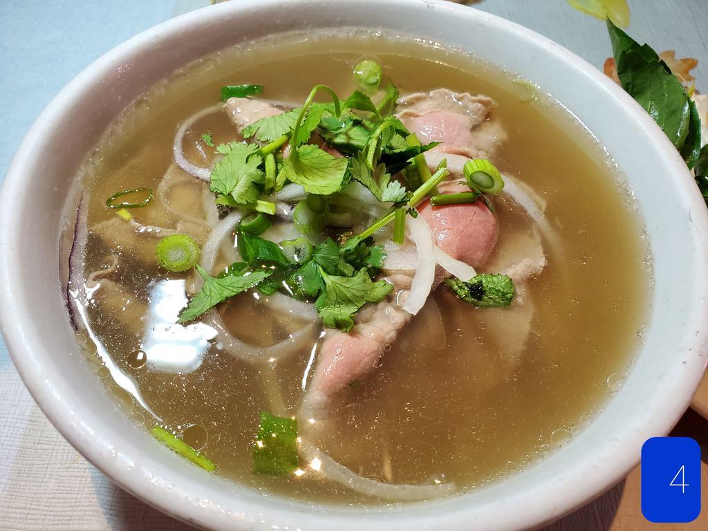 4. Fresh Eye Round Beef Noodles Soup · Savory light broth with noodles. 