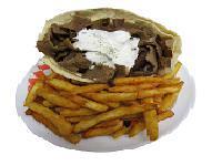 #2 Gyro Pocket Sandwich · A fluffy pita bread pocket stuffed with gyro meat, cucumber sauce, lettuce, tomatoes and onions.