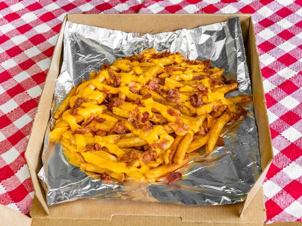 Cheesy Bacon Fries · Fries topped with nacho cheese & bacon