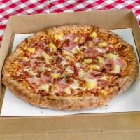 Hawaiian Pizza · Pizza sauce, mozzarella, ham, bacon & pineapple