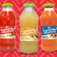 Grace Tropical Rhythms Drink · Sorrel Ginger, Pineapple Ginger, Mango Carrot, Orange Carrot, Pineapple Guava, Lychee