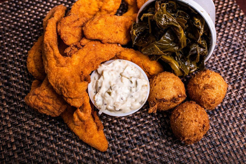 Catfish Basket · Select between our lunch and dinner portions. Catfish baskets are served with our signature tarter sauce, and include a side and drink.
