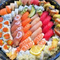 Sushi & Roll Party · For 4-6 Persons 
20 pcs.  Sushi & 40 pcs	 Rolls

- 4 pcs Tuna
- 4 pcs Salmon
- 4 pcs. Yellow...