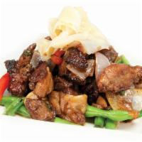 Wok Glazed Ginger Scallion Duck · Young ginger and balsamic vinegar. Served with your choice of brown or white rice.