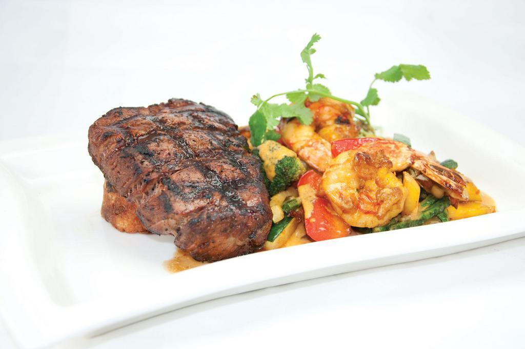 Grilled Filet Mignon and Shrimp · Served with your choice of brown or white rice.