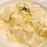 Pappardelle Alfredo · Classic, cream, egg yolk parmigiana mascarpone.