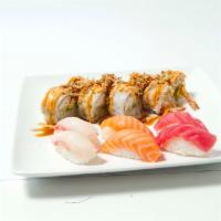 Combo B · 2 pieces tuna, 2 pieces salmon nigiri sushi with a choice of special roll 