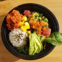 Build Your Own Medium Poke Bowl · 1 scoop of rice, 3 scoops (6 oz.) of protein.