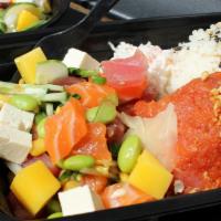 Build Your Own Large Poke Bowl · 2 scoops of rice, 4 scoops (8 oz.) of protein.