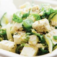Veggie Tofu Signature Poke · Tofu, Seaweed Salad, Cucumber Salad, Sweet White Onion, Edamame, Green Onion, Sesame Seeds, ...