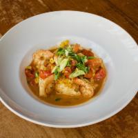 Cajun Shrimp and Grits Lunch · Cajun shrimp, andouille sausage, cherry tomato, roasted corn, bell peppers, Cajun butter and...