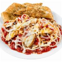 Chicken Parmesan · With your choice of sauce. Includes a personal garlic bread.