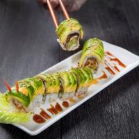 Caterpillar Roll · Eel roll inside and avocado on top.