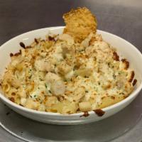 Baked Penne Chicken Alfredo Pasta · Penne pasta baked with chicken, house alfredo sauce, and mozzarella cheese. Topped with Parm...