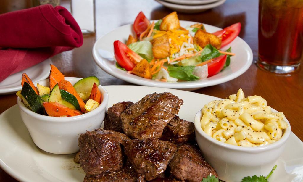 KC-Style Steak · Our KC Steaks -  Made Famous in West Texas...Made Legendary at Tejas Steakhouse and Saloon. Served in 2 oz. Medallions. Served with your choice of 2 sides 