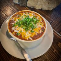 Tejas Cowboy Chili · Chunks of Tender 44 Farms Ground Beef and Beans in a Hearty Broth