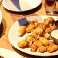 Greg's Deep-Fried Cheese Curds · Ellsworth co-op creamery curds and ranch dressing.