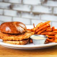 Fried Chicken Sandwich · This sandwich is delicious! But it is served plain with a side of Honey Mustard. Fancy a few...