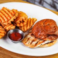 Grilled Chicken Sandwich · This sandwich is also delicious! But it is served plain with a side of Honey Mustard. Fancy ...