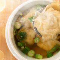 Wonton Soup · Minced pork wrapped with wonton skin in special broth and topped with scallion.