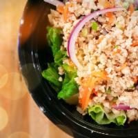 Larb Salad · Your choice of protein marinated in lime juice mixed with roasted rice and scallions.