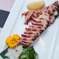 Grilled Spear Squid · Grilled spear squid served with sea urchin mayonnaise sauce.