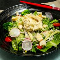 Tofu Caesar Salad · Romaine lettuce served with soy sauce marinated tofu dressing and croutons