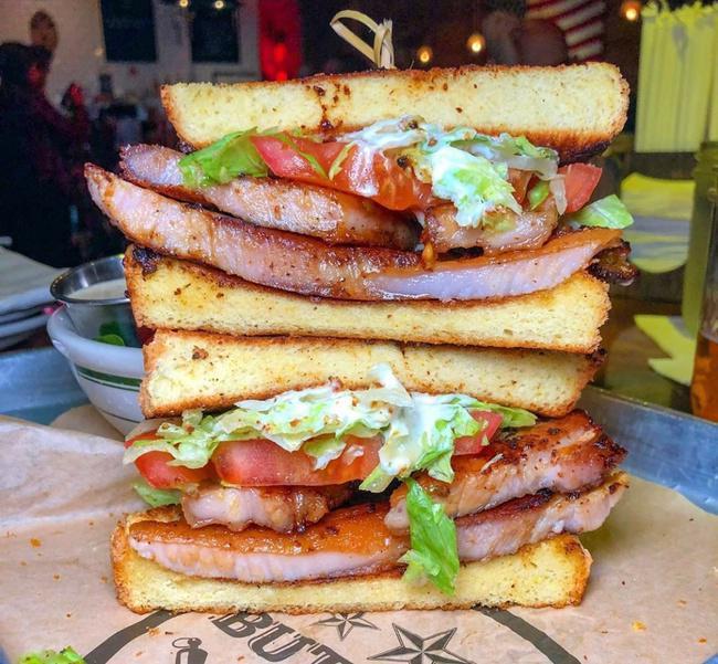 PBLT. · House made smoked pork belly grilled to perfection. Served w' lettuce, tomato and mayonnaise on Texas toast.