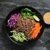 Cold Sesame Noodles · (vegan except for Boss Sauce) Buckwheat soba noodles with carrots, red cabbage, cilantro, an...