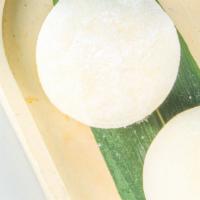 Vanilla MÓCHI · (vegetarian, gluten-free) Two pieces of premium vanilla ice cream wrapped in a sweet rice do...