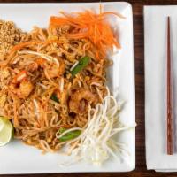 MX1. PAD THAI · Stir-fried rice noodles with egg, onion, garlic, bean sprouts and our house special sauce, t...