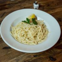 Spaghetti al Limone · With Parmigiano Reggiano and lemon zest or Al aliola. 