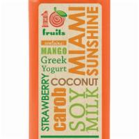 16 oz. Miami Sunshine Smoothie · Mango, strawberry, coconut, Greek yogurt, carob and soy milk