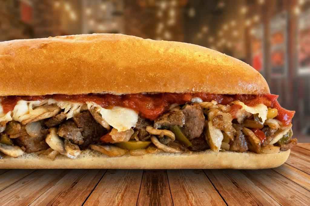 Italian Sausage Sub · If you're thinking about trying our Italian Sausage, do it! We take Italian Sausage and grill it with mushrooms, sweet peppers, onions, melty provolone cheese and top it with marinara. 